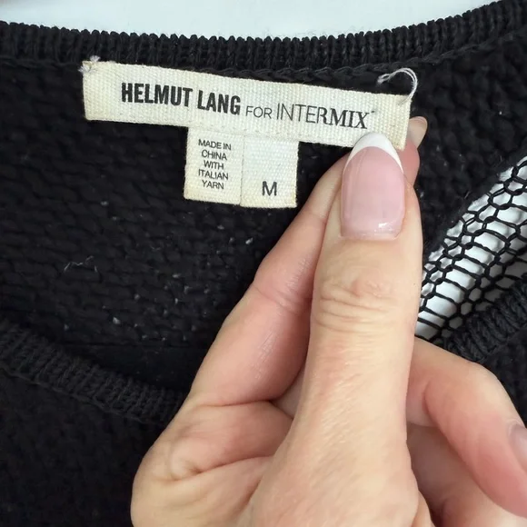 Helmut Lang Intarsia Asymmetrical Black Sweater - Picture 3 of 5